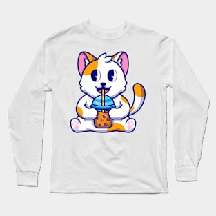 Cat Milk Shake Long Sleeve T-Shirt